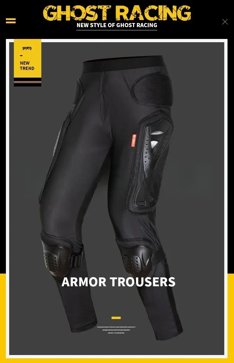 

Motorcycle Long Armor Riding Trousers Motocross Pants Armor Knee Crotch Hip Protection Motorbike Racing Equipment Body Pants Men