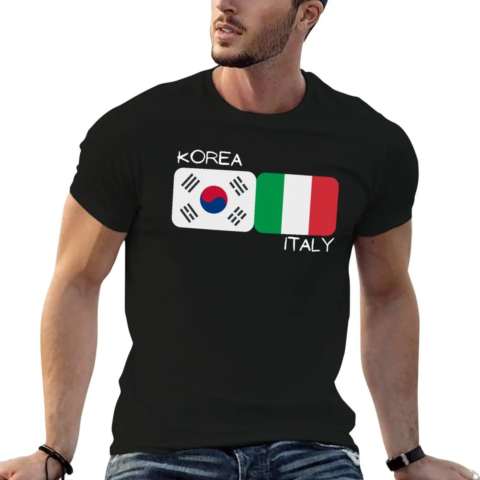 

Korean Italian - Korea And Italy T-Shirt cotton t shirts man 100% man t shirt graphic T-Shirt