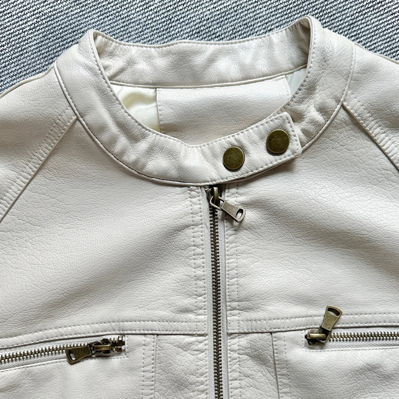 

Biker Jackets Womens Jacket Air Hood Chic Leather Patchwork Double-Breasted Urban Commuting Contemporary Elegant Breathable OL