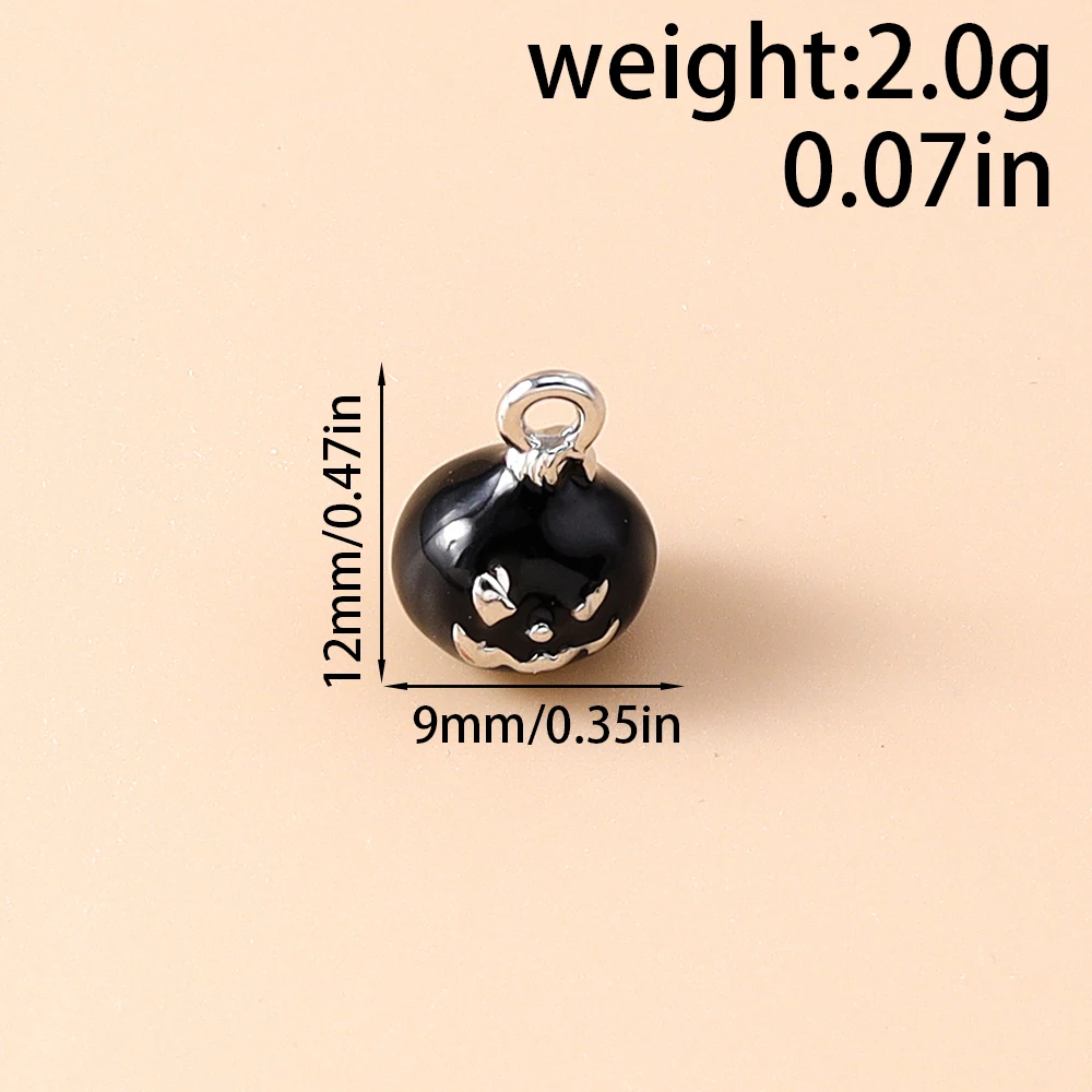 Leslie 5 Stück Niedliche Mini-Halloween-Kürbis-Anhänger, Charm-Perlen für DIY-Schmuckherstellung aus Sterlingsilber – Detail 1
