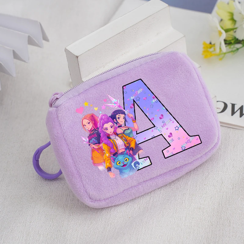 KPop شيطان الصيادين الأرجواني محفظة نسائية للعملات المعدنية أنيمي الكرتون لطيف حقيبة المال بنين بنات مفتاح بطاقة تخزين الحقيبة الصغيرة المحمولة حقيبة صغيرة #2