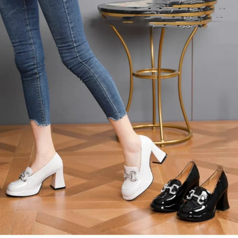 

Summer New Baotou Chunky Heeled Rhinestones Fashion Banquet High-heeled Sandals Lightweight Wear Comfortable Women's Shoes