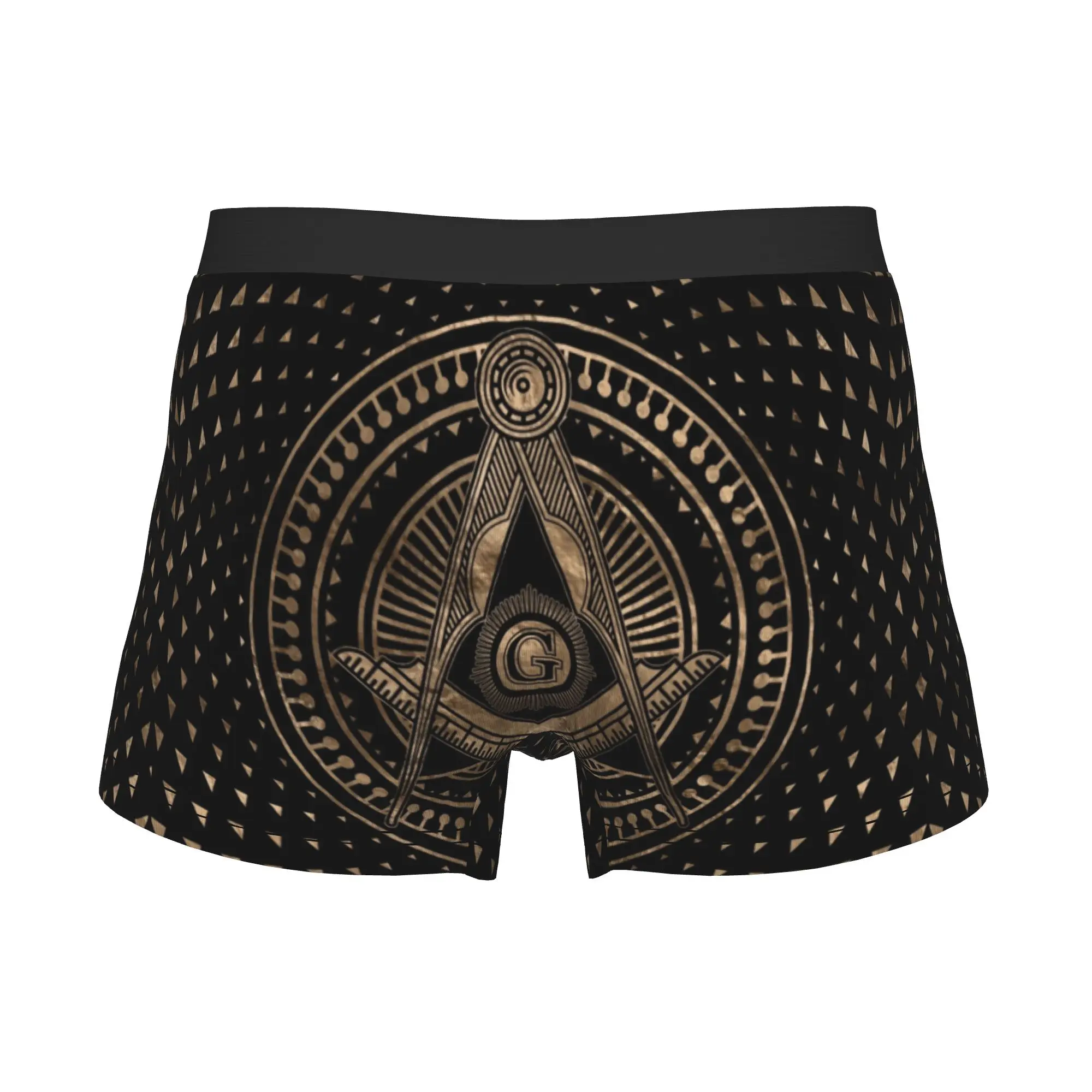 Freemasonry Symbol Square and Compasses Boxers Shorts Men Mason Briefs Underwear Fashion Underpants