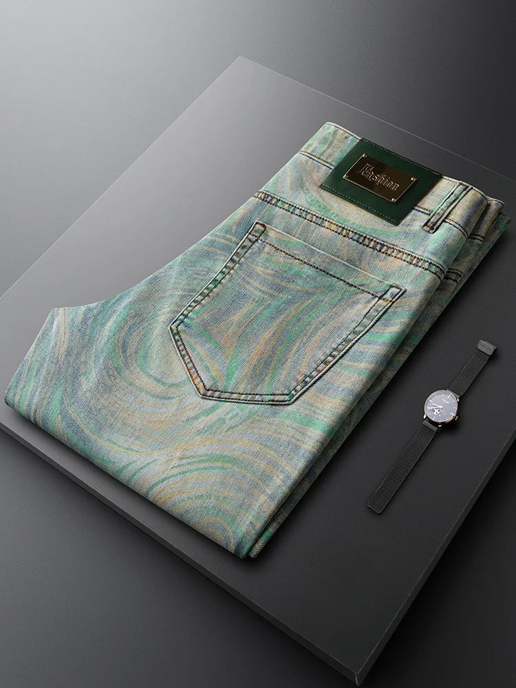 

Print Men's Jeans Slim Straight Leg Washed Casual Fashion Spring Autumn New Style Breathable Polyester Cotton Blend