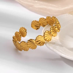 Shell Cuff Bracelets for Women Opening Stainless Steel Bracelet Bangles Luxury Brands Summer Beach Wrist Jewelry pulseras mujer