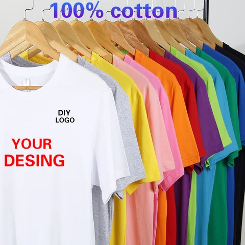남녀공용 맞춤형 100% 면 티셔츠, DIY 문화 광고 셔츠, 회사 로고 인쇄 반팔