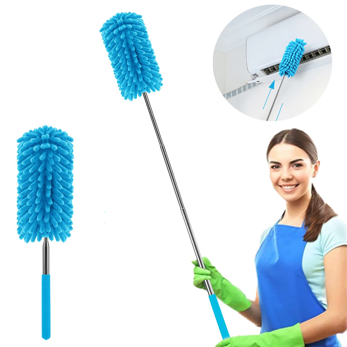 1PCS Extendable Microfiber Duster, Soft Dust-Free Duster Feathers Suitable for Living Room, Kitchen and Car Cleaning