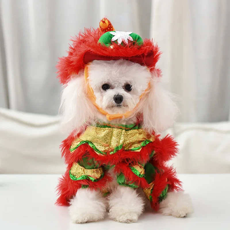 

Clothes New Year Dog Pet Tradition Lion Dance Costume Coat Winter Puppy Costume Small Dog Spring Festival Tang Suit Dog and Cats