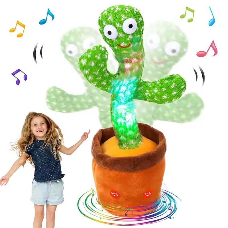 Cactus bailando, altavoz de 120 canciones, batería Usb parlante, repetición de voz, juguete de bailarina de Cactu, juguetes de peluche para hablar, regalo para niños
