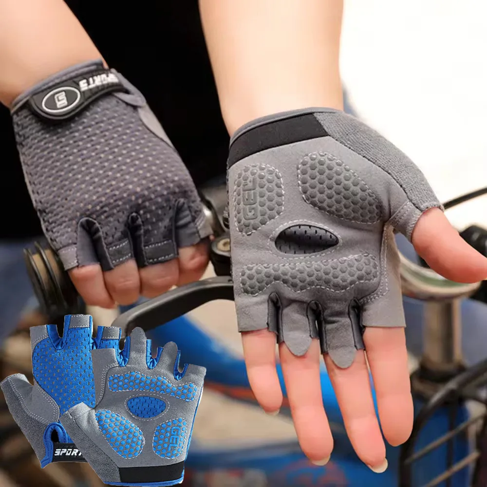 1 زوج أطفال قفازات ركوب الدراجات تنفس نصف اصبع قفازات الدراجة عدم الانزلاق القفاز للرياضة في الهواء الطلق التزلج على الجليد