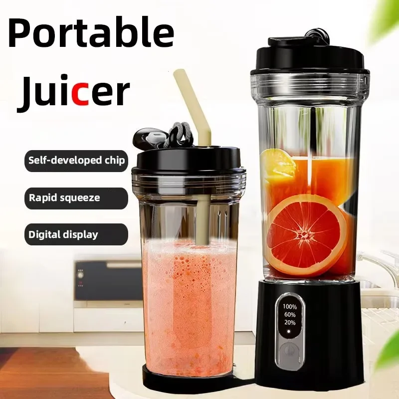 2026 New Upgrade 500ml Wireless Portable Juicer,USB Rechargeable Intelligent Juice Cup,Small Kitchen Blenders,Camping Mixer Ice