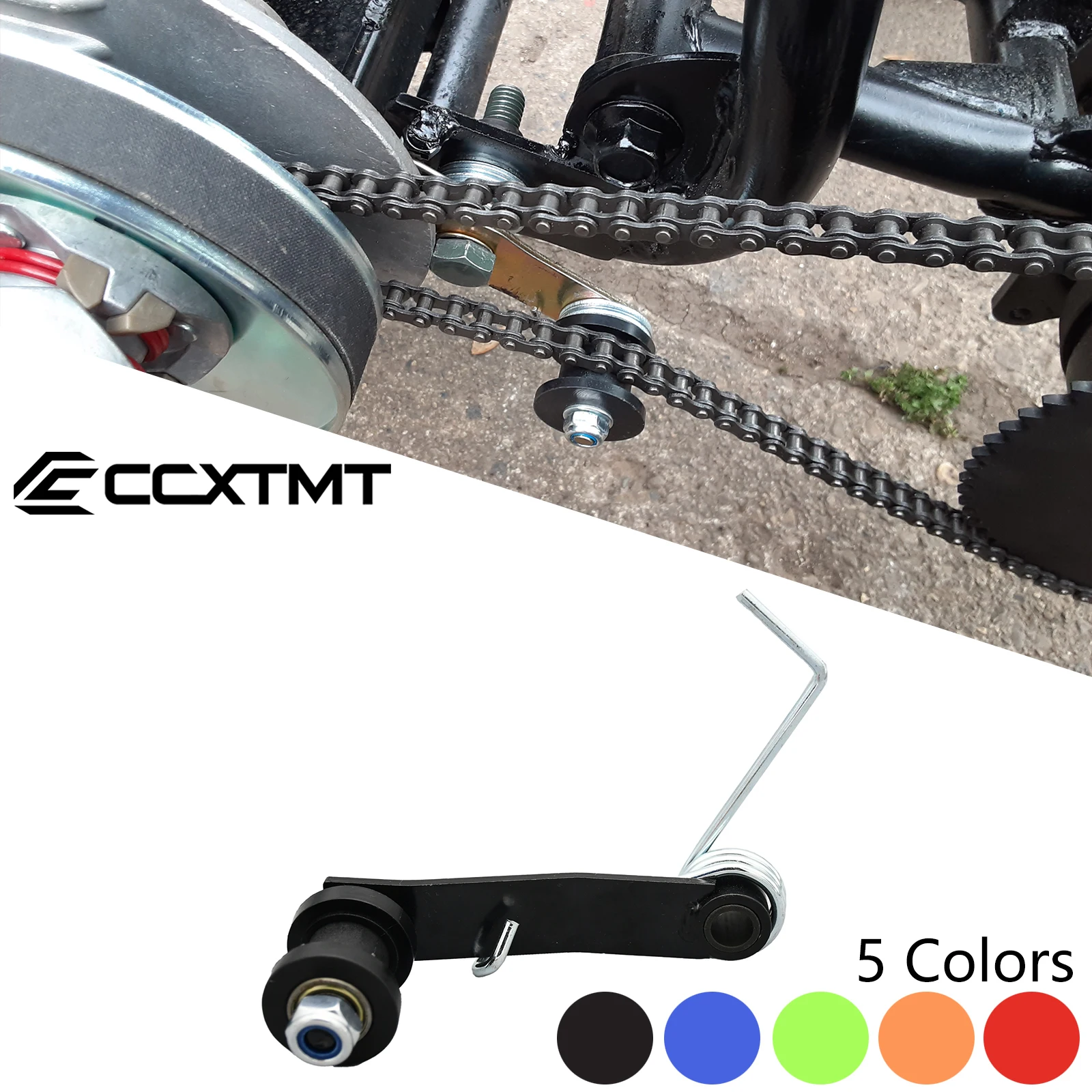 Chain Tensioner Spring Roller Slider Guide Adjuster Wheel Pulley For 420 428 530 Chain Motorcycle ATV Honda KTM Yamaha Suzuki
