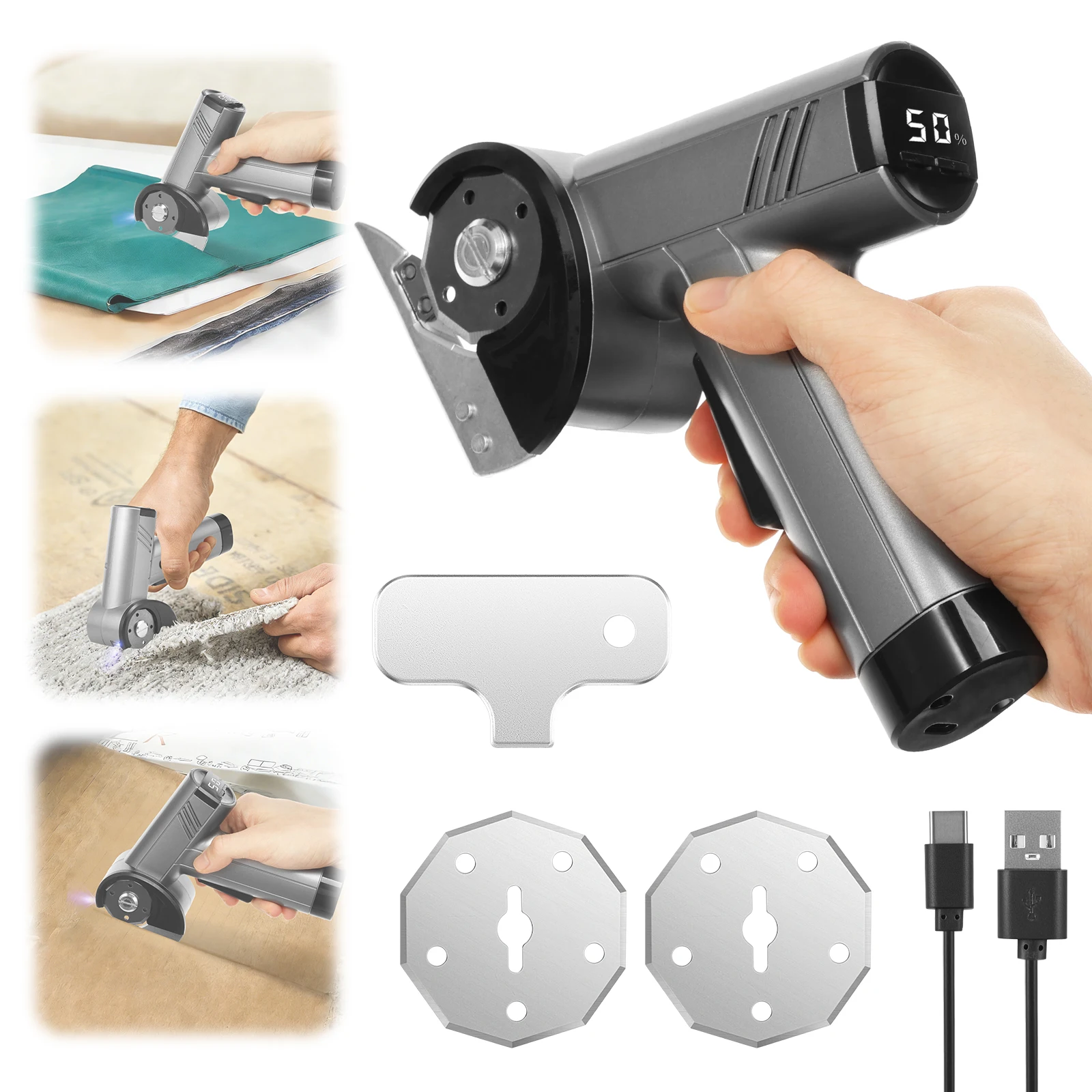New Cordless Electric Tailor Scissors USB Charging Lithium-Ion Portable Home Tailor Electric Scissors for Cutting Fabric/Leather