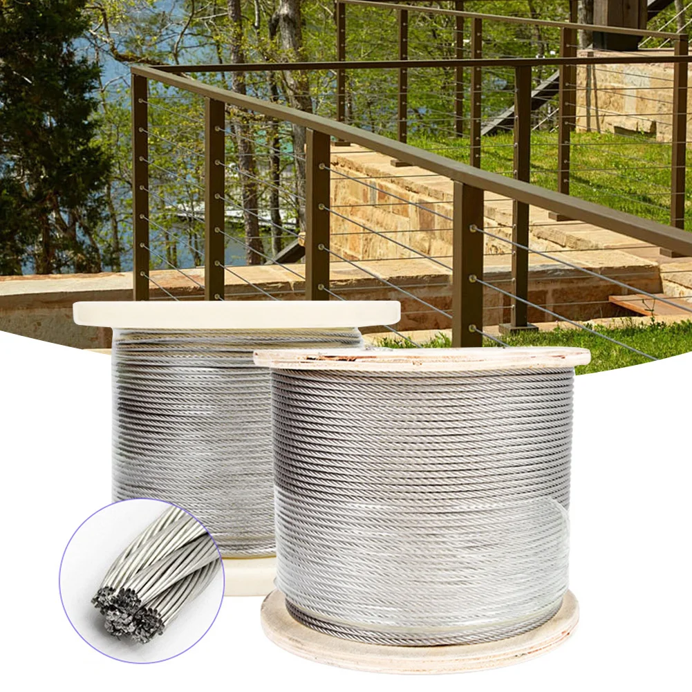 20M Stainless Steel Cable,Steel Wire Rope Cable,Rustproof Clothesline Rope,Multi-Purpose Utility Rope For Outdoor Camping