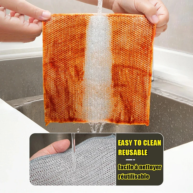 Magic Cleaning Cloth Thickened Double -sided Metal Steel Wire Rags Kitchen Dish Pot Washdishing Cloths Towel Clean Tools