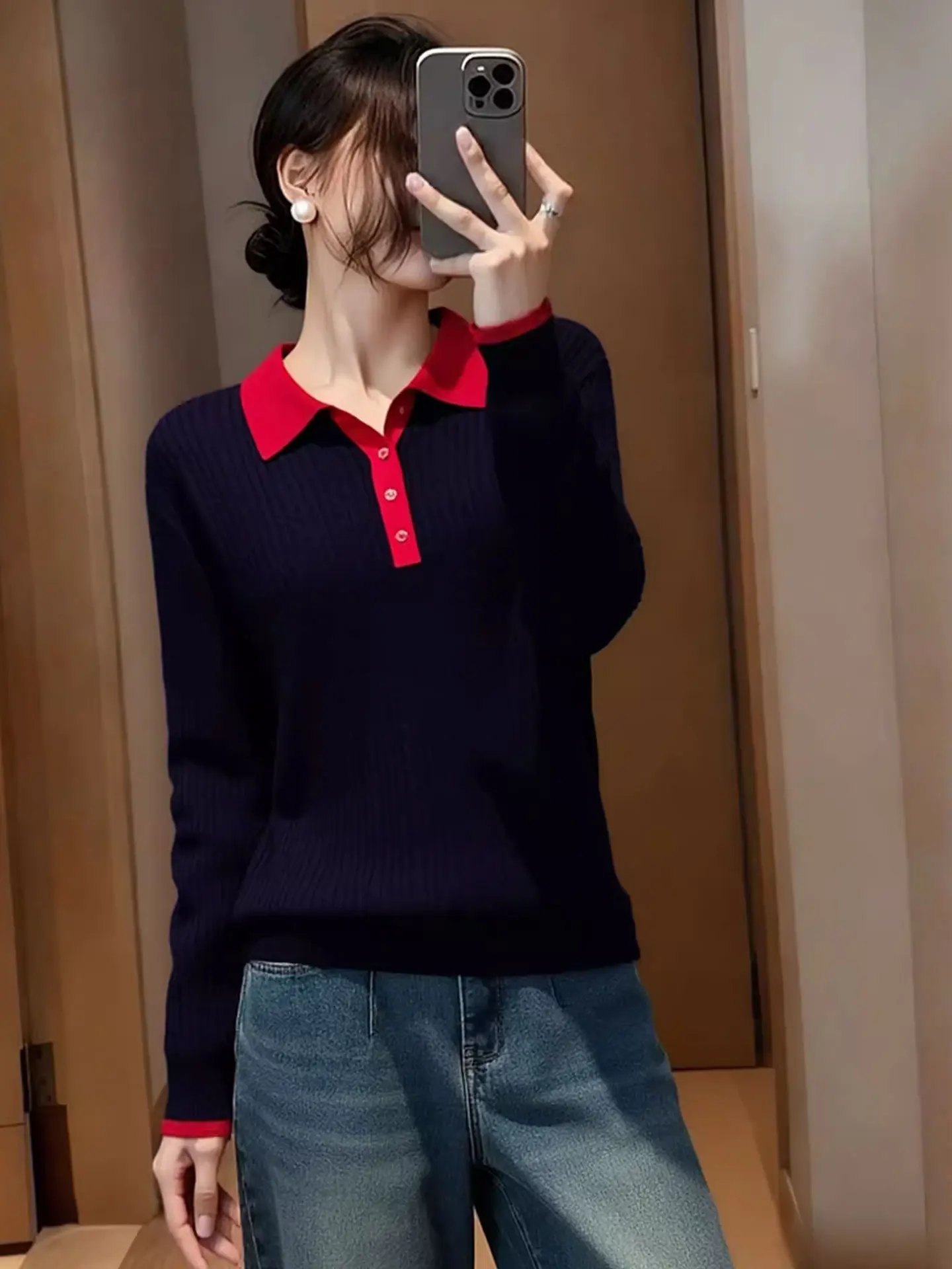 

Faionable Knitted Ne Sweater Color Blo Long Sve Winter Top Women's Comfortable Korean Sle Commute Warmth