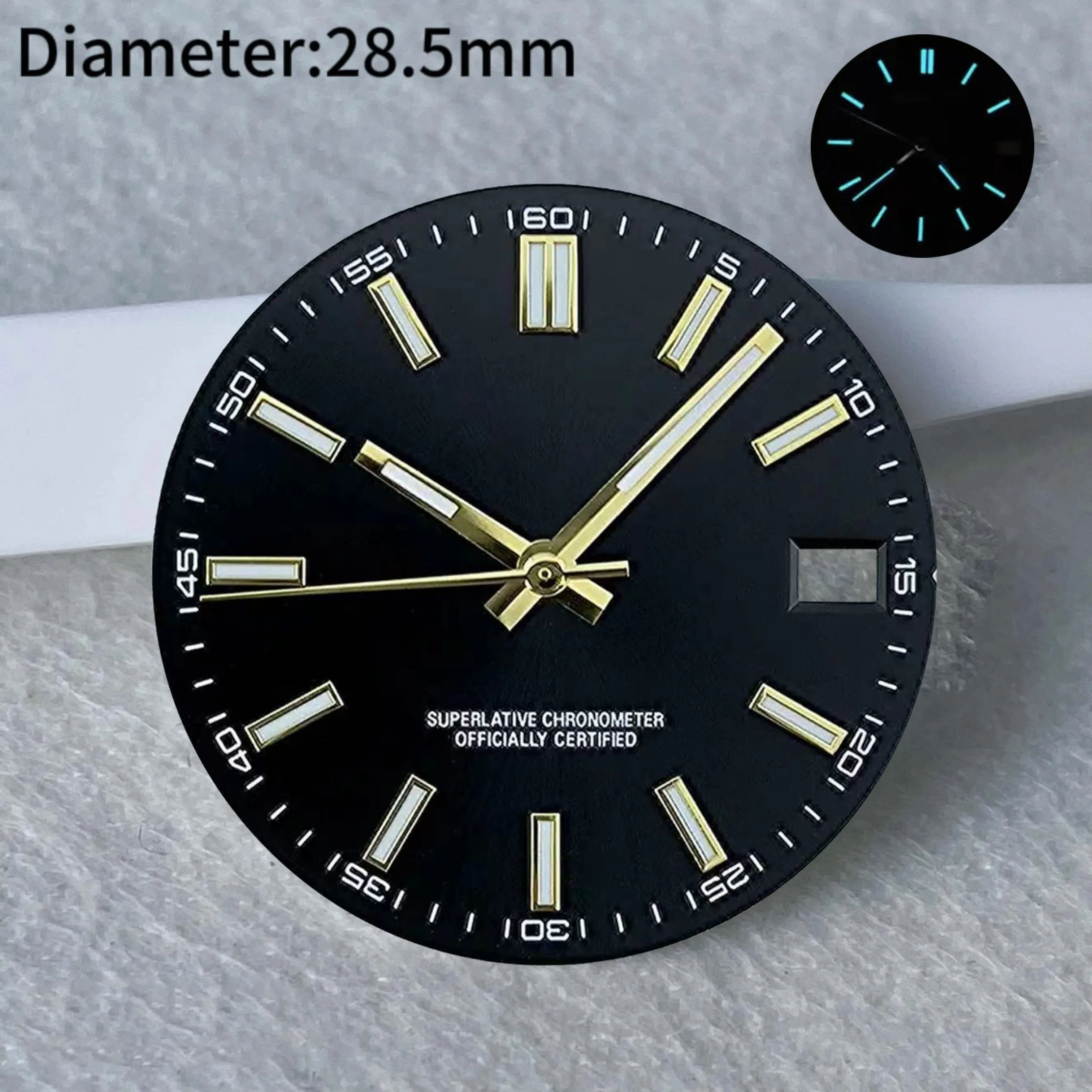 28.5mm S Logo Green Date S Dial Suitable For NH35 Japanese Automatic NH36 Movement Blue Luminous 29mm S Dial Watch Accessories image 3