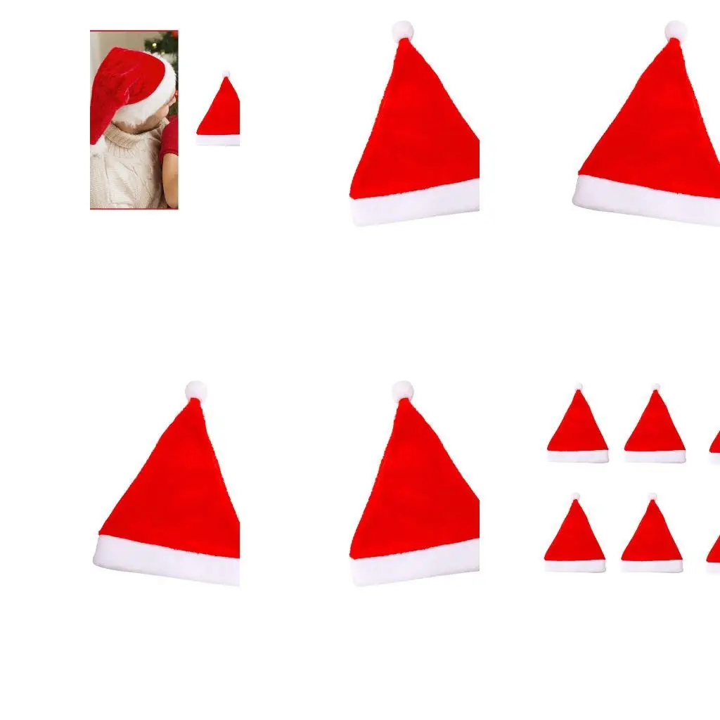 

39BB Holiday Santa Cap Soft Short Plush Christmas Cap Festival Head Accessory For Adult and Child Festival Celebration Event