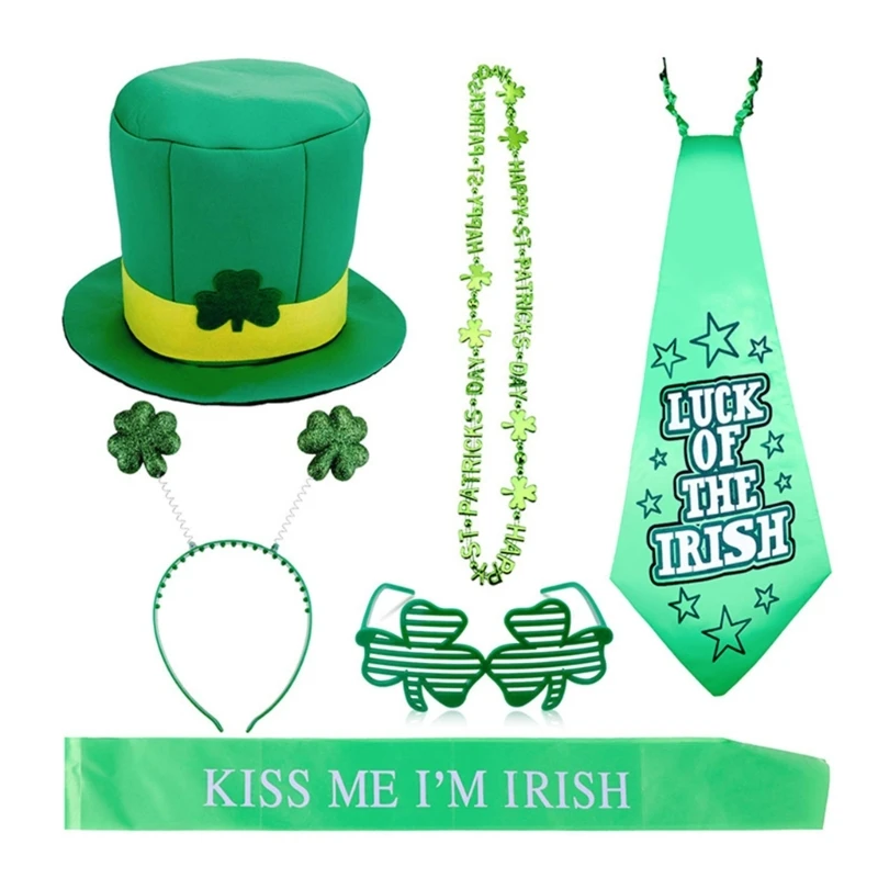 Patrick Day Costume Accessories Lucky Neck Tie Patricks Day Glasses Patrick's Day Decoration Party Supplies