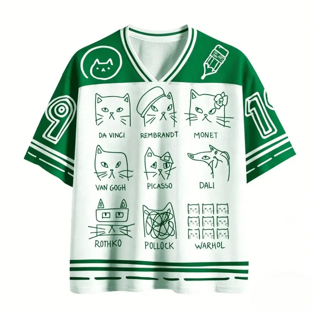 The New and Highly Entertaining 3D-printed Men's and Women's Short-sleeved V-neck Casual Loose-fitting Breathable T-shirts