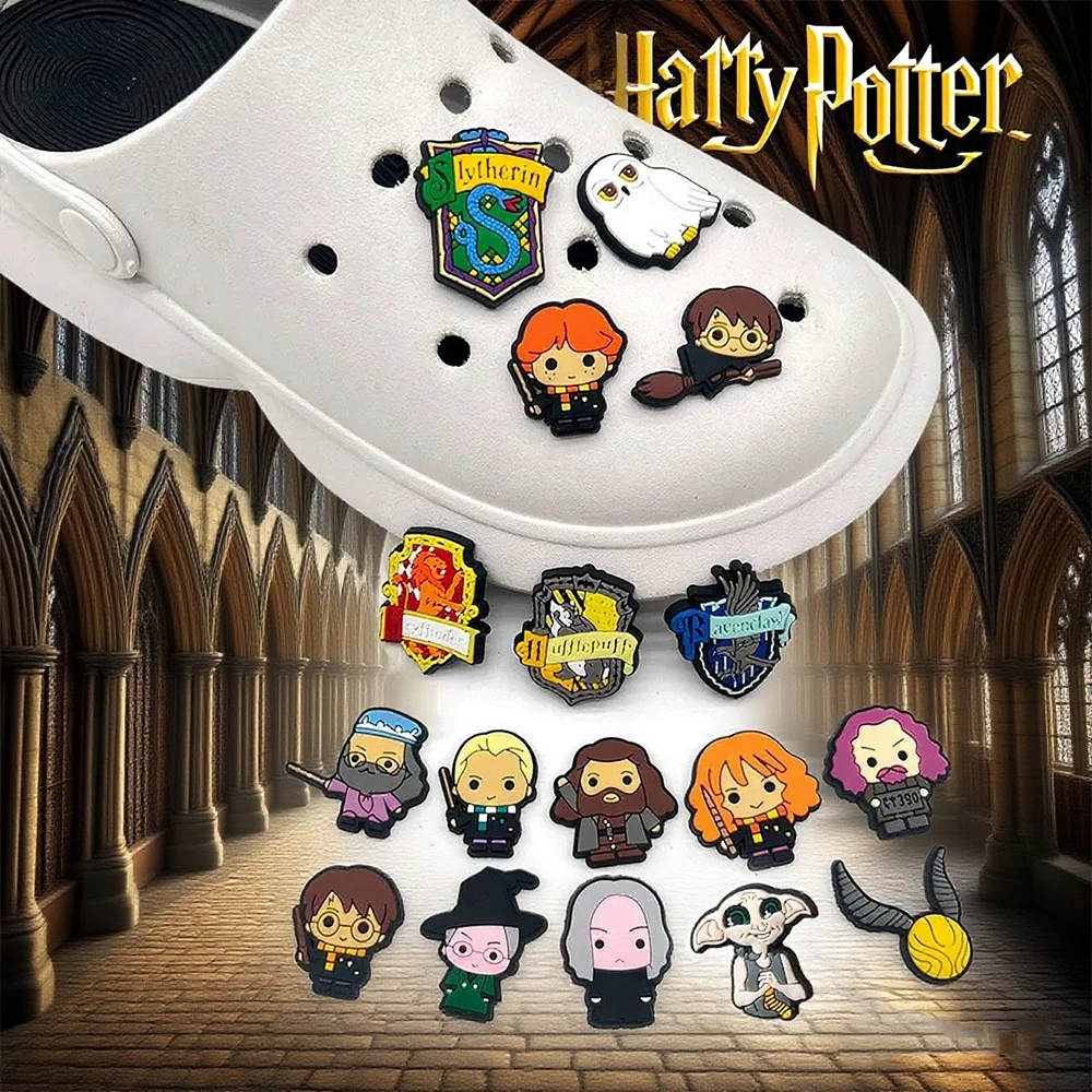 17pcs Harry Potter Shoe Charms PVC Anime Shoes Accessories Fashion DIY Buckle Sandals Garden Shoe Buckle