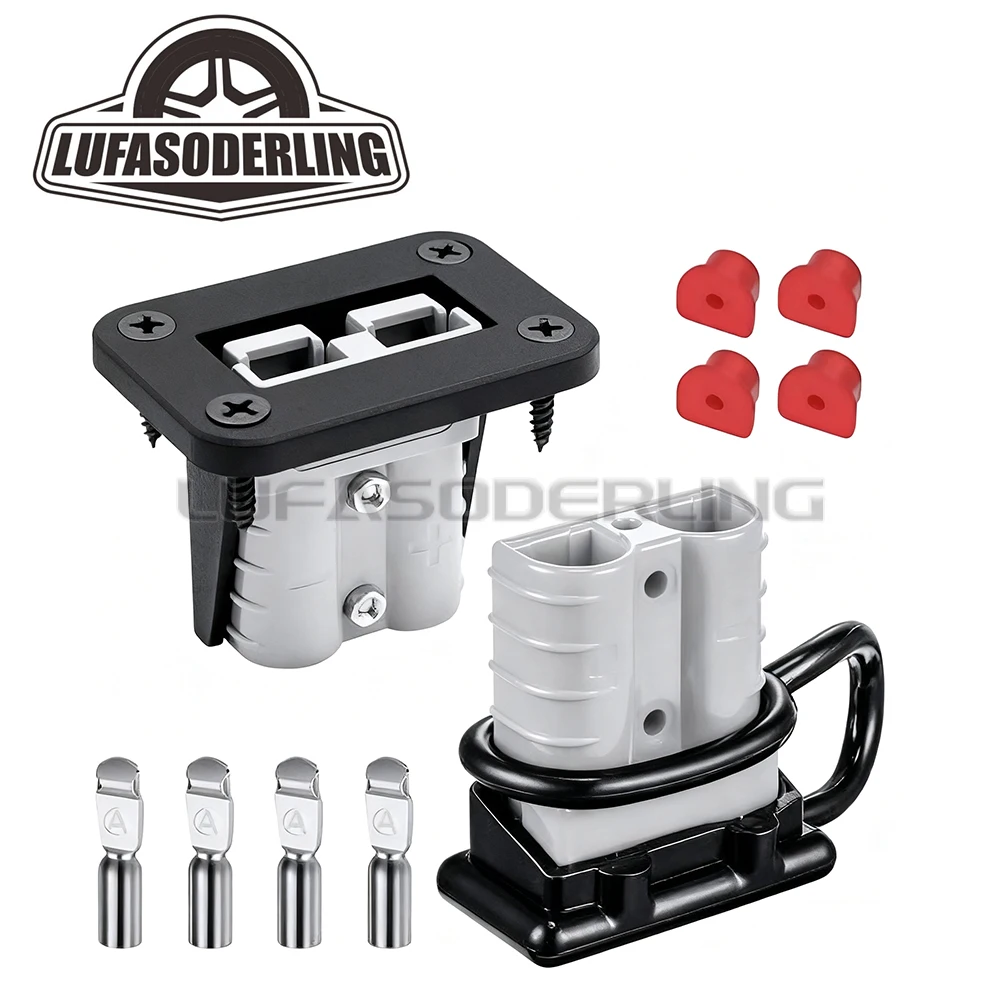 

Водонепроницаемый комплект быстроразъемных разъемов 50А с монтажной панелью для кабеля 6-8 AWG, перемычка для аккумулятора прицепа автомобиля, черный