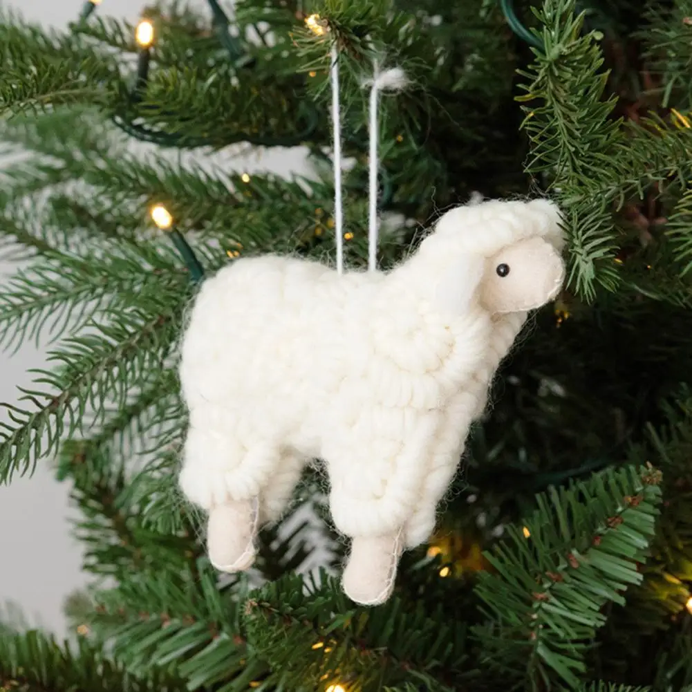 Wool Felt Sheep Hanging Pendant Little Sheep Shape Doll New Year Ornament Lovely White Handmade Woolen Sheep Doll Pendant Gift