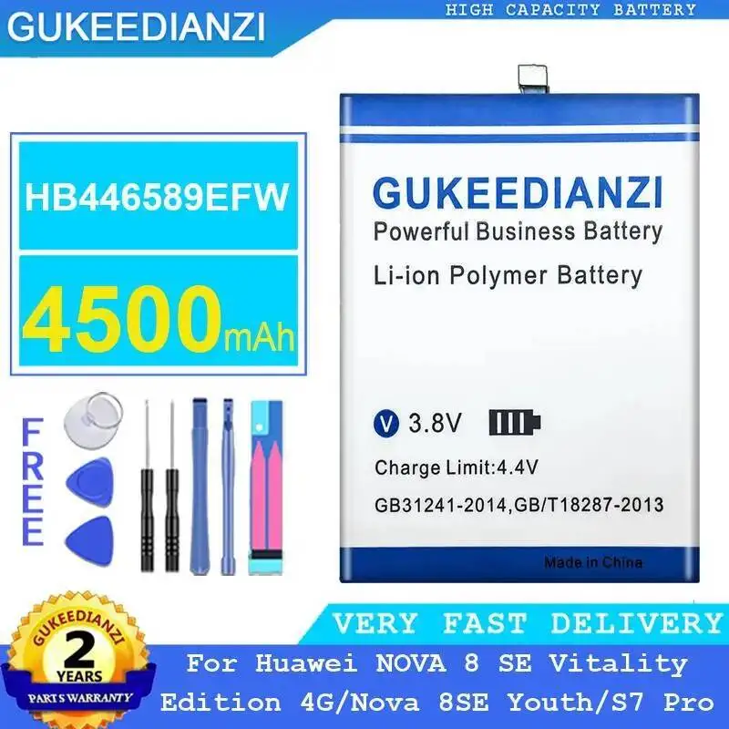 

4500Mah Mobile Phone Battery For Huawei Nova 8 SE Vitality Edition 4G 8SE Youth S7 Pro Safe HB446589EFW High Performance
