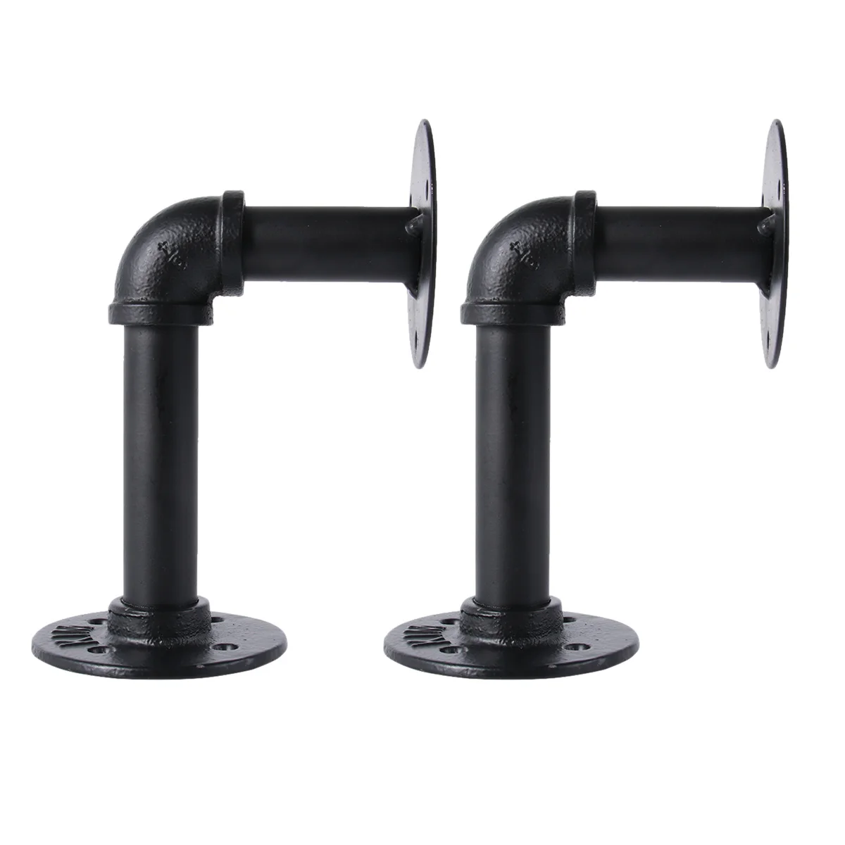 

2Pcs Heavy Duty Iron Pipe Bracket Industrial Strength Floating Shelf Support Brackets for Wall Mounted Wood Boards Display