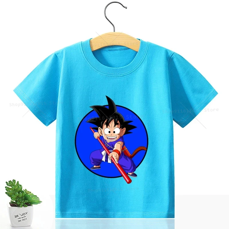 Miniso Dragon Ball T-shirt odpowiedni dla dzieci i dorosłych Cartoon Baby Clothing Monkey King Anime Print Short Sleeve T-shirt