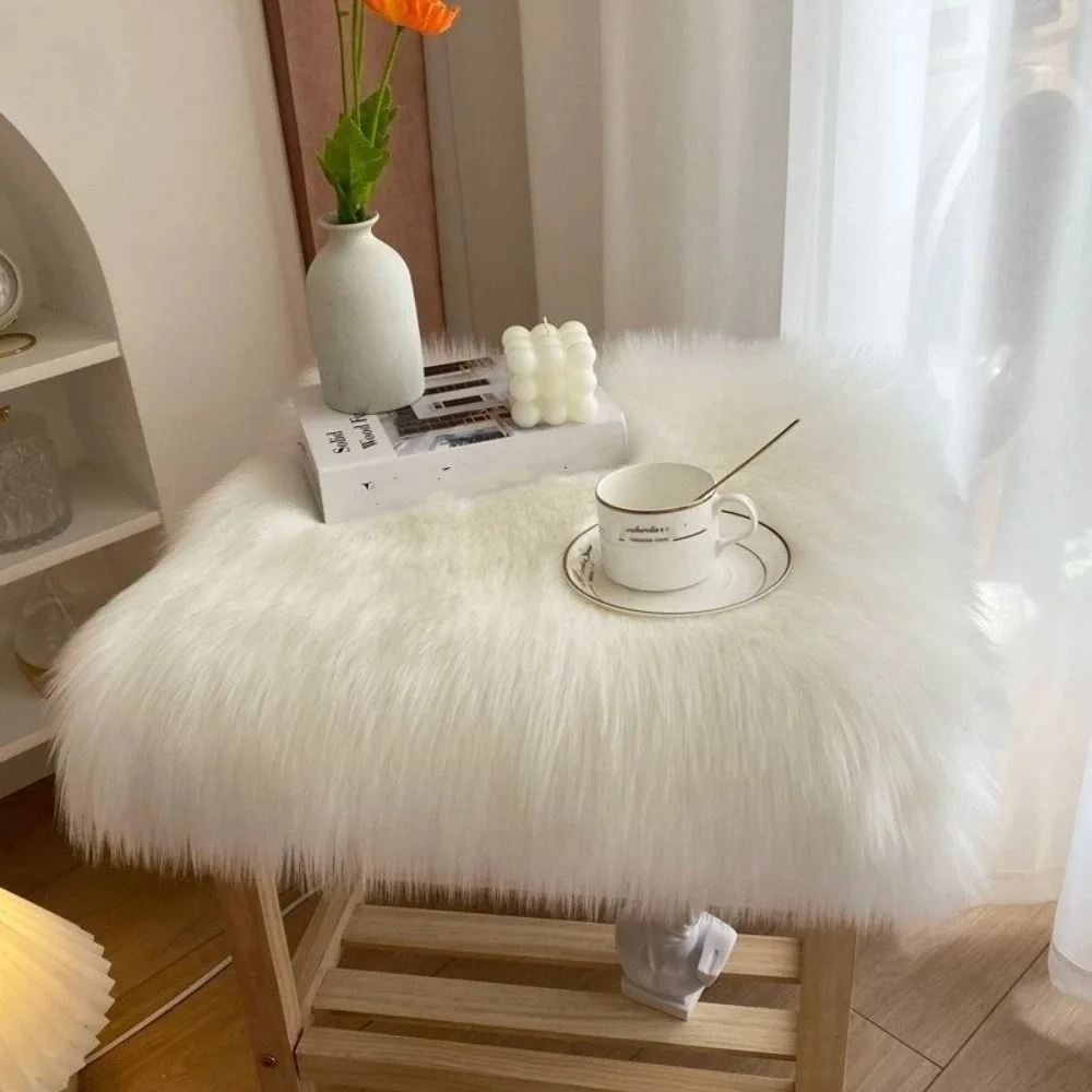 

Decorative Soft Fluffy Carpet Simple Fluffy Surface Plush Carpet Shaggy Faux Fur Rug Window Display