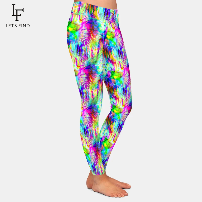 LETSFIND Fashion New Sexy Girl Fitness Trousers Legging Fashion 3D Art Abstract Pattern Print High Waist Slim Women Leggings