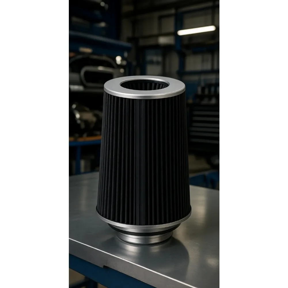 

Universal Washable Round Tapered Clamp On Air Filter High Performance 3 3.5 4 Inch Inlet 10.6 Height 6 Base 4.75 Top Black