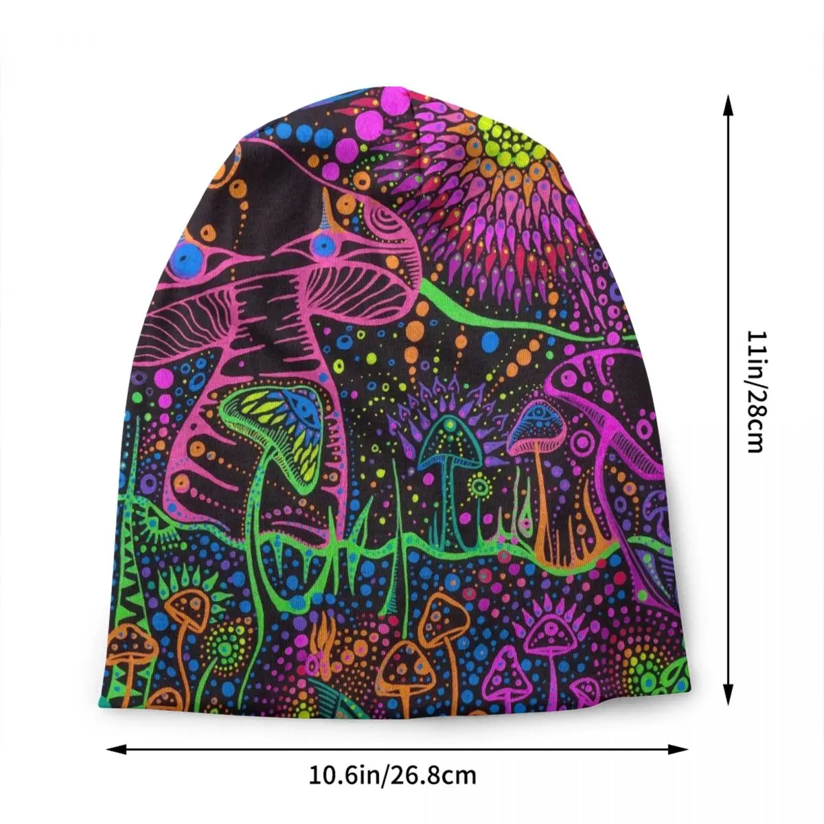 Magic Mushroom Trippy Psychedelic Neon Pastel Goth Skullies Beanies Caps Unisex Winter Warm Knitted Hat Adult Bonnet Hats