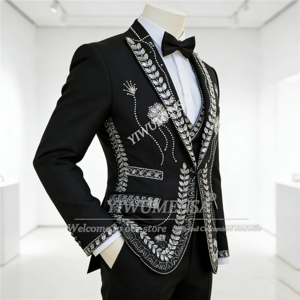 

Ювелирные изделия с камнями, орнаментом, мужской костюм, приталенный однобортный пиджак для жениха, выпускного вечера, индивидуальный комплект из 3 предметов, свадебные смокинги 2026