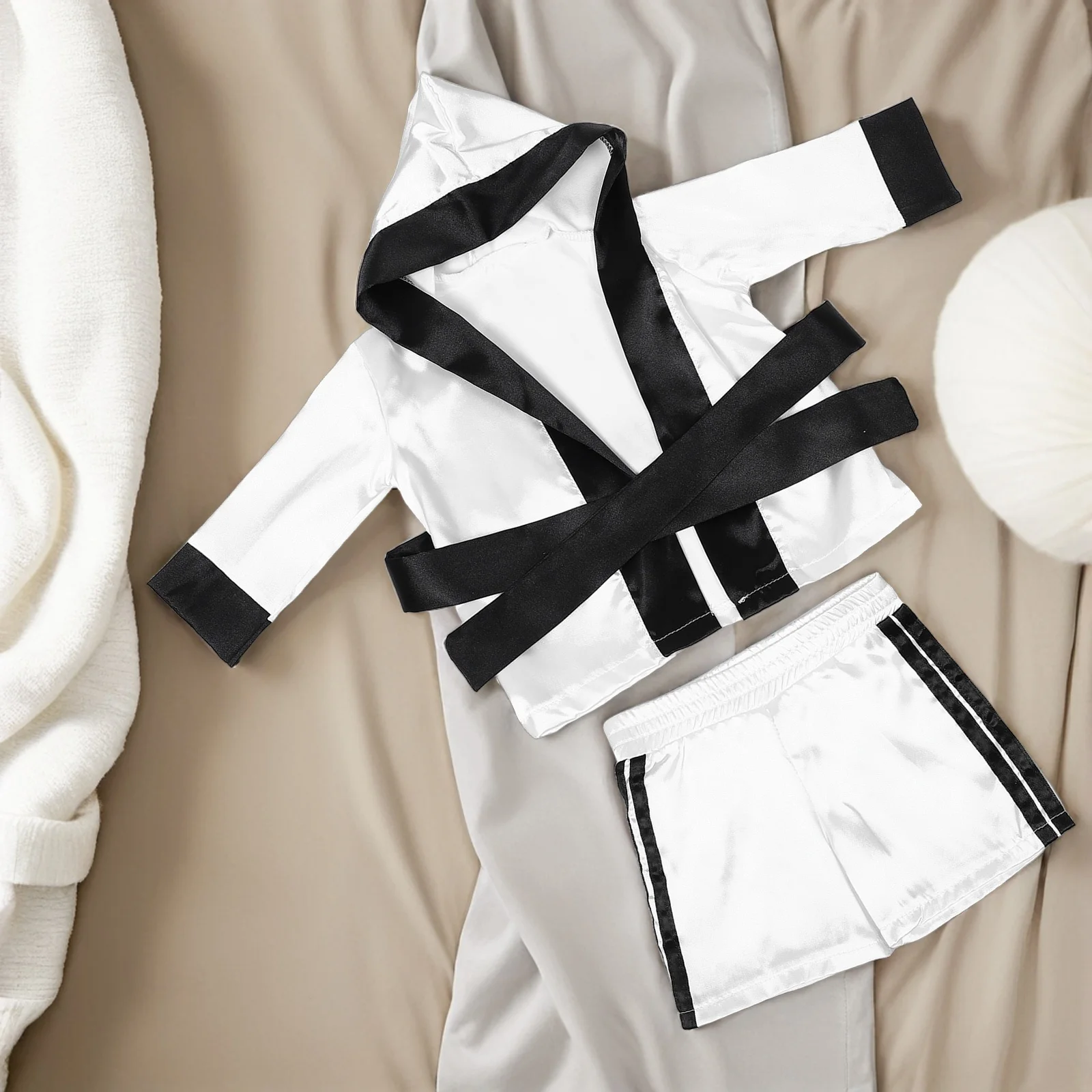 

1Set Newborn Boxing Robe Shorts Costume Soft Comfortable Boxing Outfit Cute Baby Photography Prop Boys Girls Photo Shoot
