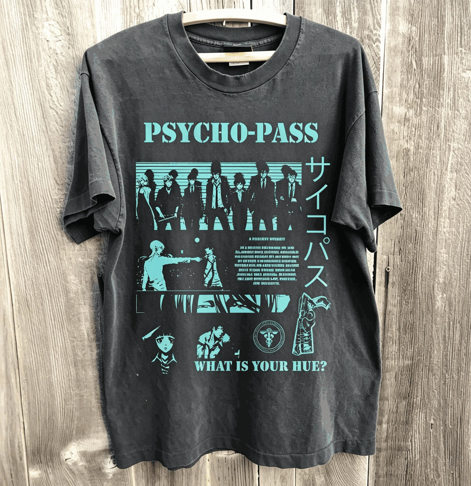 Psycho-Pass Washed T-shirt Oversized Unisex Print T-shirts for Men Women Fashion Hip Hop Street Retro Fashion Couples Breathable
