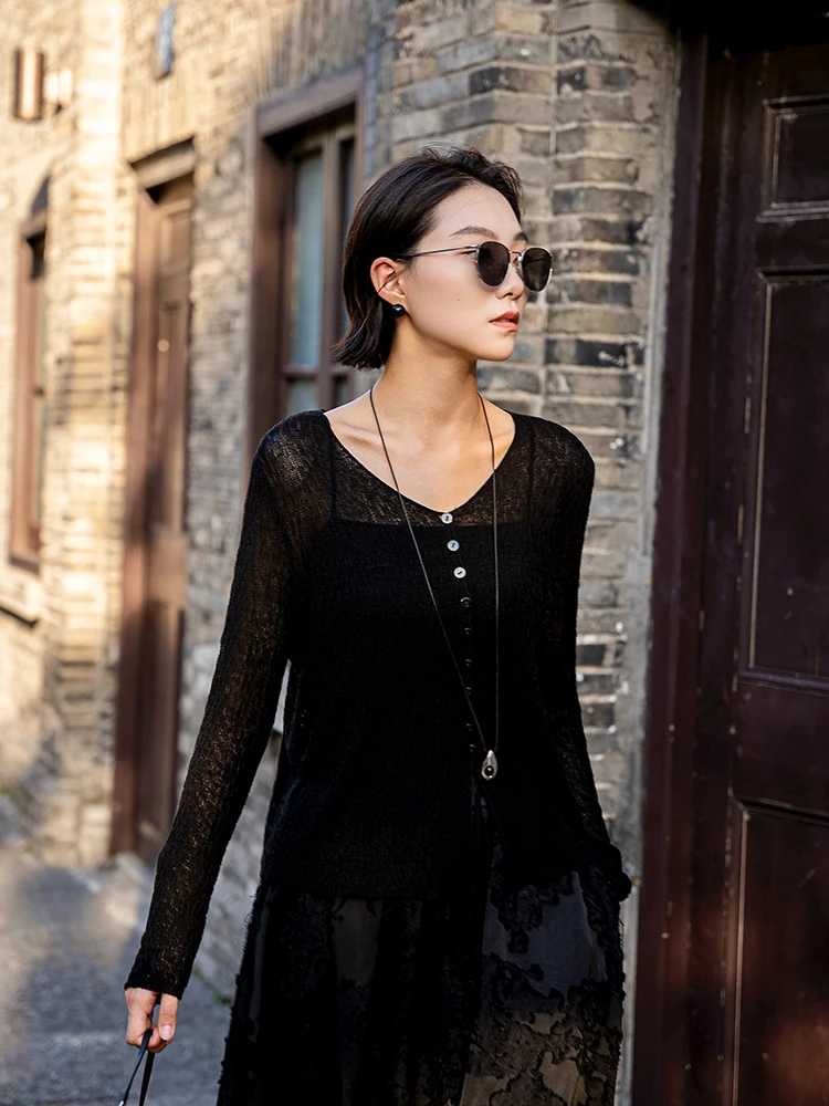 

Spring New Long Sve Open Cardigan Women's Loose Lazy Sle Thin Outerwear Knitted Top V-ne Casual Loose Fit ort Coat