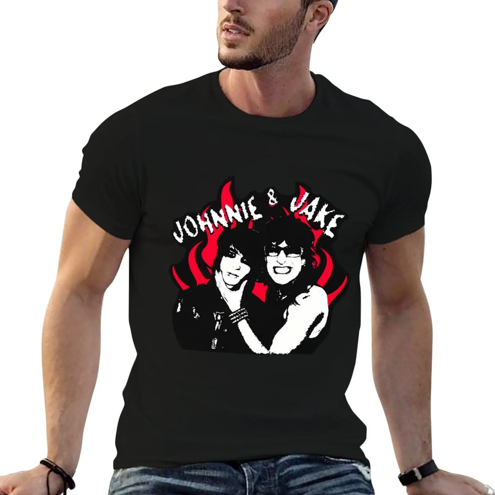 

Jake And Johnnie Flames T-Shirt man t shirt summer graphic t shirts for man T-Shirt