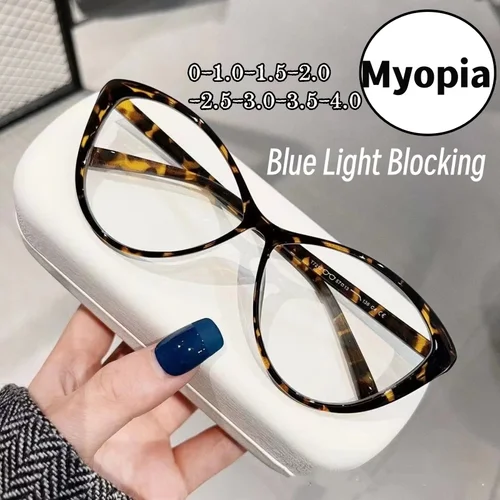 Gafas de visión cercana a la moda para hombres y mujeres, gafas Retro de ojo de gato antiazules para miopía, diseño de lujo Unisex, gafas con dioptrías