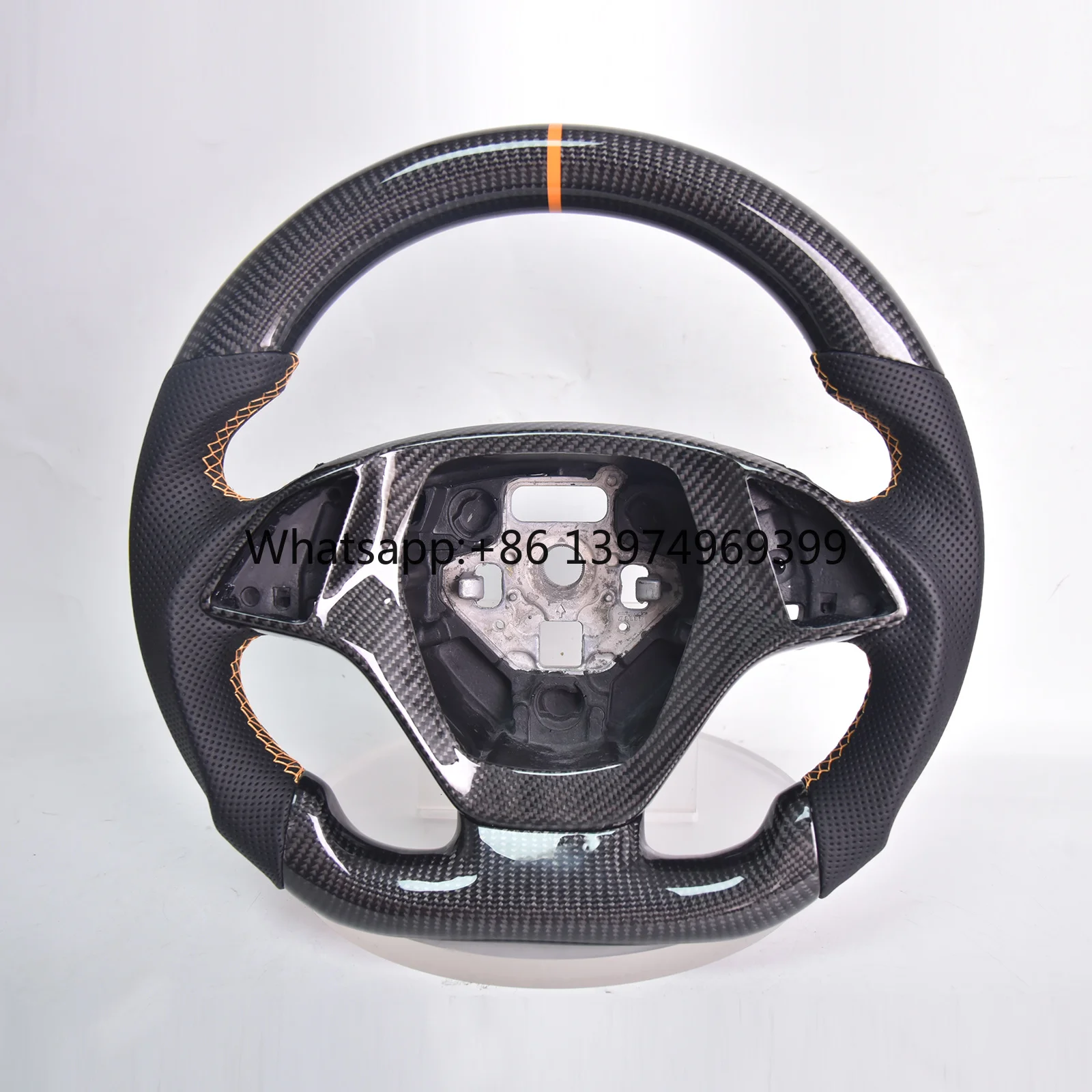 Carbon Fiber Steering Wheel for Chevrolet Corvette C7 2014-2018, D-Shape Flat Bottom Nappa Perforated Leather Grip with Trim