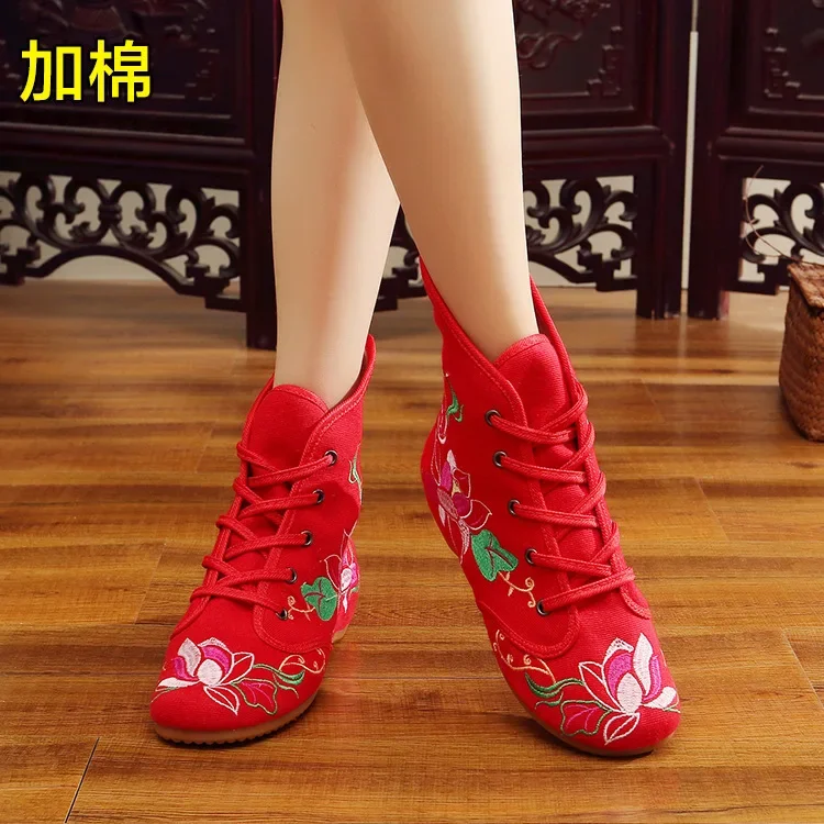 XIHAHA Fashion Embroidery Shoes Handmade Women's Embroidered Canvas Ballet Flats Ladies Comfortable Chinese Ballerinas Vegan