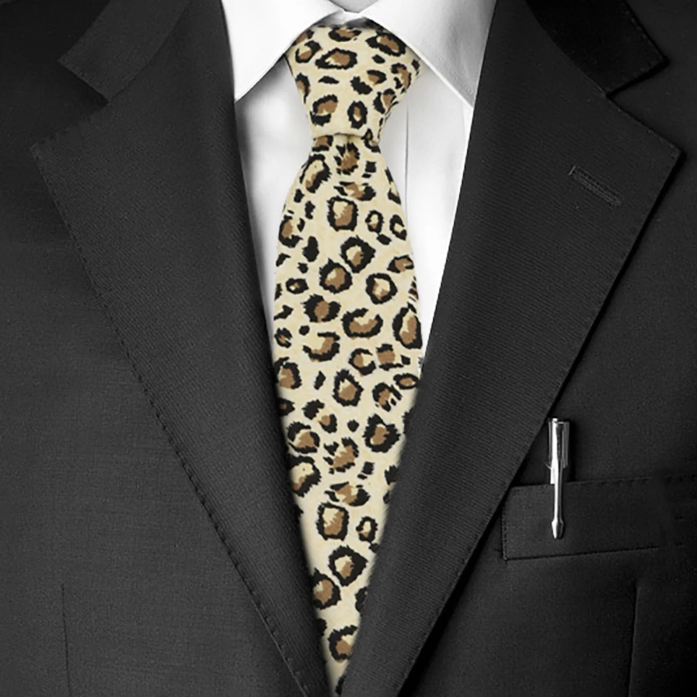 ربطة عنق قطنية كلاسيكية فنية بطبعة الفهد مقاس 7 سم للرجال والنساء، ربطة عنق رائعة، هدية لحفلات الزفاف