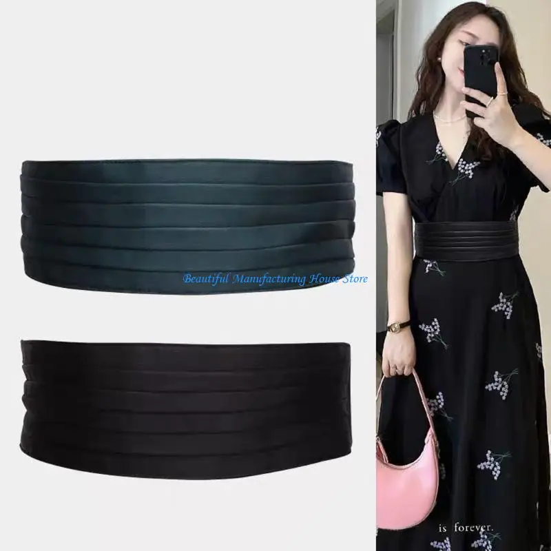 e56a مسطّب الخصر cincher سلسلة واسعة أنيقة لللباس مرنة حزام مرنة حزام الخصر تحت الحدود العريضة