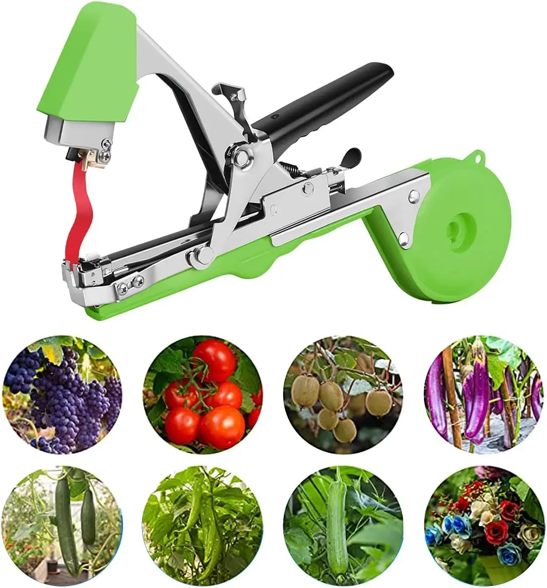 2025DIY Plant Tying Machine 20 Rolls Tapes 10000pcs Staples Replacement Blades (Green) Grapes Tomatoes Vining Vegetables