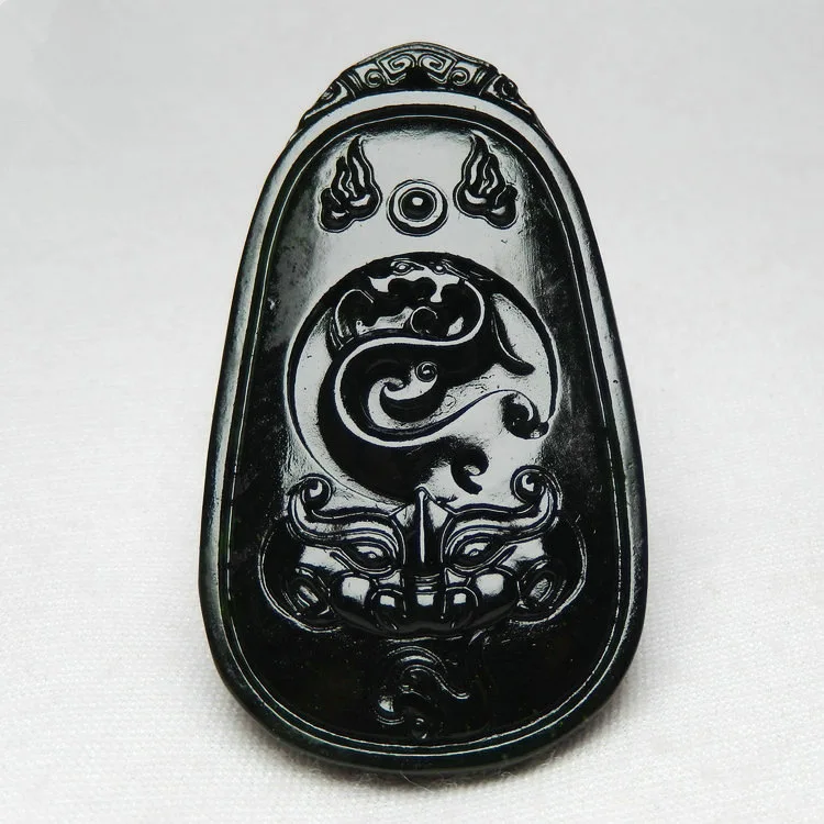 

Natural Dark Green Jade Retro Animal Face Jade Pendant Men's and Women's Jade National Style Versatile Pendant