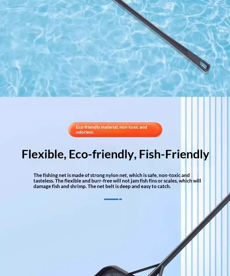 Langstieliger quadratischer Aquarium-Fischkescher mit weichem Netz, Fischfangnetz für Goldfische und Garnelen, schwimmendes Reinigungsnetz für Schmutzpartikel – Detail 5