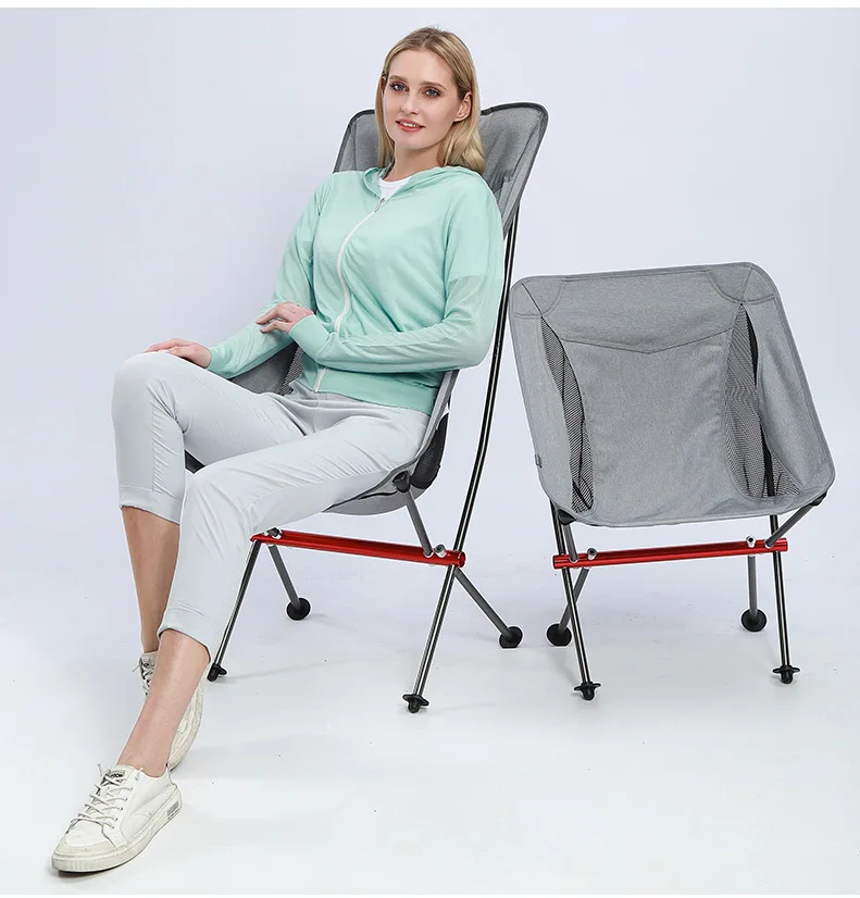 High Quality Aluminum Alloy Outdoor Folding Chair Camping Beach Barbecue Portable Moon Chair