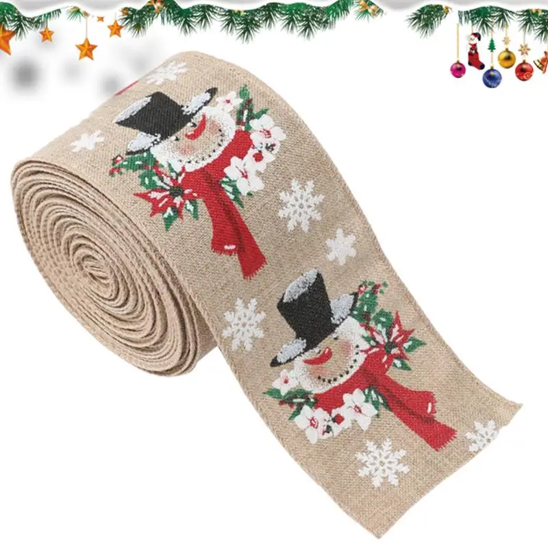 Wired Holiday Party Ribbons Burlap Ribbon Cartoon Fabric Ribbons Glitter Ribbon Vivid Christmas Ribbon For Christmas Tree