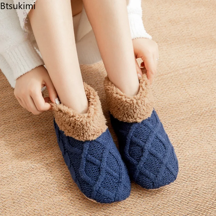 

Winter Warm Socks Thermal Fluffy Non-Slip Slipper Socks Shoe for Men and Women Thickened Fleece Home Sleeping Fuzzy Short Socks